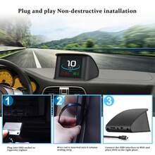 YNF Automotive HUD Head-Up Display | Pemantauan Real-Time OBD2 | Diagnosis dan Eliminasi Kerusakan | Alarm Multi-Bahasa | Kontrol Suhu Air/Tegangan/Kecepatan/Konsumsi Bahan Bakar dalam Satu Layar | Cocok untuk Sebagian Besar Model | Hadiah Liburan - A - View 6