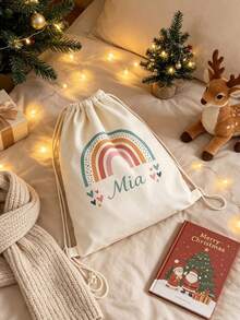 Personalized Rainbow Drawstring Backpack, Customizable Name, Adjustable Lightweight Fitness Bag, Sports Travel Shoe Bag, Customized Birthday Or Back To School Gift, Christmas Gift - Multicolor - View 2