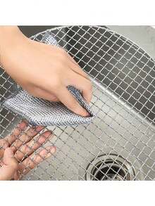 30pcs - Magic Cleaning Cloth, Magic Cleaning Cloth, Thickened Double-Sided Metal Steel Wire Dishcloth Kitchen Dishwashing Pot Cleaning Cloth Cleaning Tools, Scratch-Resistant Metal Wire Dishcloth, No-Trace Multi-Purpose Metal Wire Dishcloth, Silver Mesh Woven Cleaning Cloth, Dry And Wet Use, Easy To Rinse, Reusable, Metal Wire Cleaning Cloth, Suitable For Sinks, Pots And Pans, Countertops, Stoves, Tableware, Etc., Cleaning Supplies, Cleaning Tools - Silver - View 5