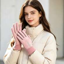 1 Pair Winter Warm Touchscreen Gloves, Unisex Thermal Lined Anti-Slip Gloves, Suitable For Cold Weather Cycling, Driving, Running, Fishing And Outdoor Sports. - Multicolor - View 2