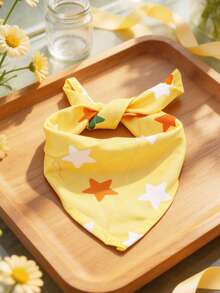 Polyester Yellow Star Print Pet Bandana Bib, Happy Little Dog, Suitable For Cats And Dogs Of Small To Medium Size (Bichon, Teddy), Suitable For Year-Round Indoor Or Outdoor Play, Not Suitable For Large Dogs - Yellow - View 8