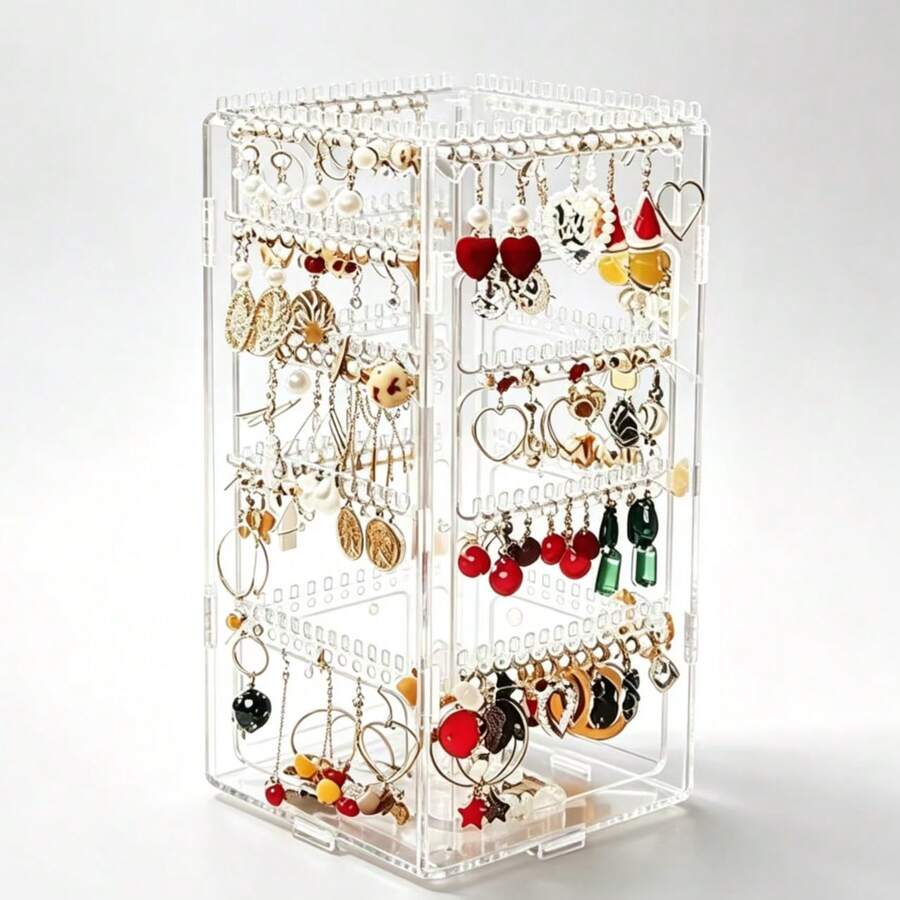 Transparent Acrylic Earring Storage Rack, Multi-Hole Anti-Oxidation Jewelry Stand, Necklace And Bracelet Organizer Display Rack For Vanity - Clear - View 1