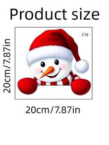 New Funny Christmas Snowman Peeking Wall Sticker, Double-Sided Printing, Holiday Atmosphere Door And Refrigerator Decoration Car Decor Sticker, Self-Adhesive Removable - A - View 6