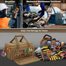 Men's Tool Storage Bag, Multi-Functional Work Handbag, Range Bag, EDC Bag, Car Tool Bag, Mechanical, Electrical, Carpenter, Architect, Plumber, Engineering Maintenance, Home Appliance Repair Tool Bag, Motorcycle Riding Bag - Brown - View 3