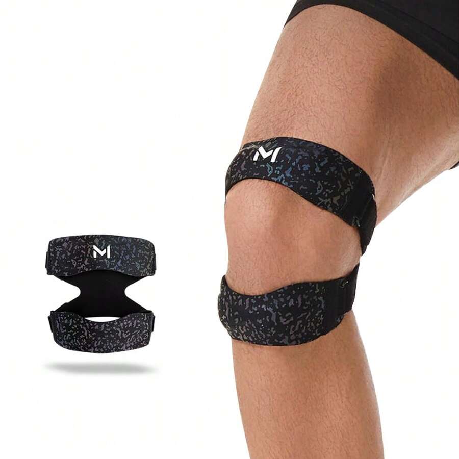 AA MASEDA 1pc Double Layer Knee Support Strap, Suitable For Running And Fitness, Adjustable, Breathable, Non-Slip Patella Band, Designed For Joint Stability And High-Intensity Training, Lightweight And Durable - Black - View 1