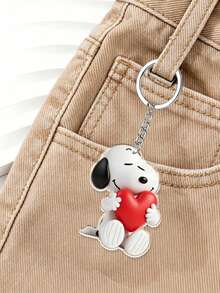 SNOOPY Keychain - 2D Acrylic Backpack Hanger, With Metal Car Hook - The Sturdy And Durable Red Heart-Shaped Snoopy Keychain Holds A Lot Of Love In Its Hands, Bringing A Sense Of Warmth. - Multicolor - View 8