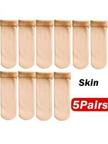 1/2/4/5 Pairs Of New Women's Winter Thickened Warm Short Socks,Ce Socks, Snowce Socks, Home Socks, Snow Socks Autumn Winter Warm Mid-Calf Socks - Multicolor - View 10