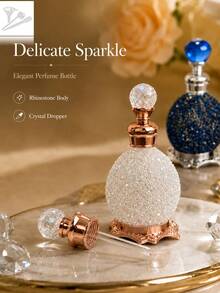 4pcs Set 15ml Rhinestone Perfume Bottle With Crystal Dropper, 3 Filling Accessories - Multicolor - View 2