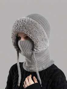 1pc Women's Outdoor Cycling Warm Hat With Mask And Scarf, Thermal Lined Ear Protection One-Piece Head Cover, Halloween - Multicolor - View 5