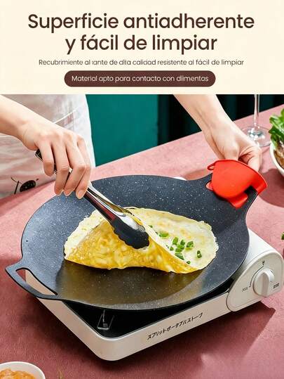 Multifunctional Non-Stick Wheat Stone Baking Tray - Suitable For Open Fires, Induction Hobs, And Portable Gas Stoves. Ideal For Camping, Family And Korean Barbecues; Multifunctional BBQ Tray; Durable Cooking Surface; 30cm Outdoor Camping BBQ Tray