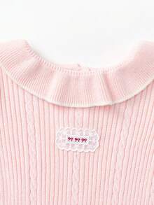 Balabala Baby Girls Knit Sweater Soft‑Touch Winter Knitted Base Layer Versatile Pullover For Little Young Girl - White Red - View 6