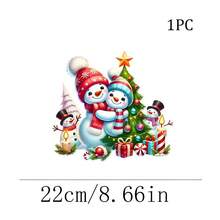 1/2/3pcs Hugging Snowman Christmas Tree Heat Transfer Iron-On Patch, Holiday Gift Candle Snowman Iron-On Sticker, DIY Decoration For T-Shirt, Hoodie, Pillow, Tote Bag - Multicolor - View 8