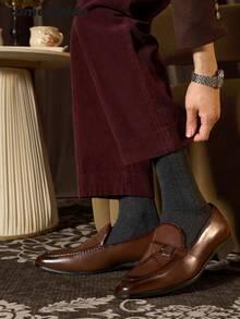Men Crew Socks – Fashion Business Dress Socks, Everyday Versatile Comfortable Polyester Casual Socks For Men, Classic All-Match Style, Multi-Pack - Dark Grey - View 4