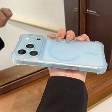 Shockproof Matte Translucent Phone Case, Compatible With 17 Pro Max/17 Air/17 Pro/17/16/15/13/12/Plus/Pro/Promax, Magnetic Support, Four-Corner Full Coverage Drop Protection, Matte Skin-Friendly Touch, Office Business Gift - Ice Blue - View 4