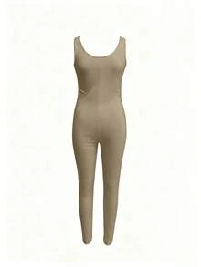 Maternity Jumpsuit Fashionable Sports Comfortable Home Wear - Khaki - View 8