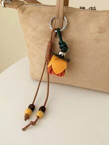 Women's PU Flower Shaped Bag Charm, Fashionable Personalized Cute Elegant Yellow - Mustard Yellow - View 4