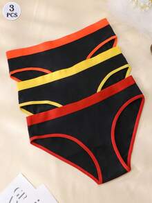 3pcs/Set Ladies Cotton Lingerie Panties Low-Rise Briefs Mix Colors Underwear For Woman - Multicolor - View 1