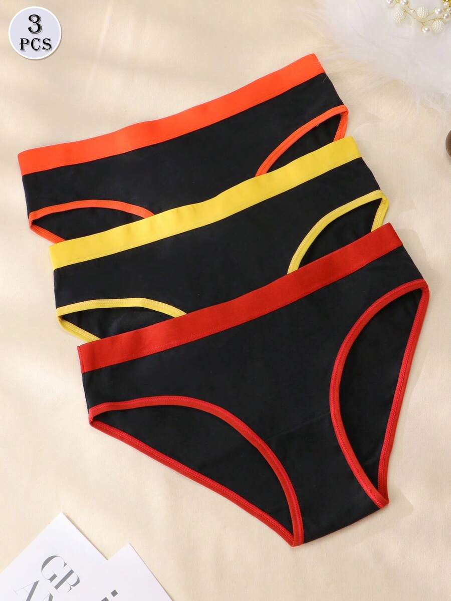 3pcs/Set Ladies Cotton Lingerie Panties Low-Rise Briefs Mix Colors Underwear For Woman - Multicolor - View 1