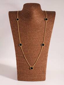 1pc Long Necklace Lucky Five-Leaf Clover Flower Long Necklace Fashion Autumn/Winter Sweater Chain - Style 1 - View 6