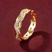 1pc Fashionable S-Shaped Delicate Design Cubic Zirconia Inlaid Women's Ring, Casual Gift - Multicolor - View 1