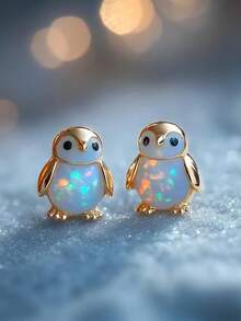 rakol 1 Pair Cute Penguin & Frog Stud Earrings, Exquisite Animal Design Jewelry Accessory, Suitable For Daily Casual Wear, Perfect Birthday Gift - Style 7 - View 5