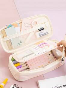 Creative Telescopic Pencil Case Student Stationery Storage Bag Cute Solid Color Pencil Pouch Pencil Storage Tube Student Gift Pencil Bag - Royal Blue - View 6