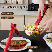 3-In-1 Heat-Resistant Bowl Clip With Lock, Multi-Function Anti-Scald Plate & Dish Holder, Suitable For Steamer, Oven, Microwave, Durable Heat-Insulating Plastic Kitchen Cooking Tool - Multicolor - View 3