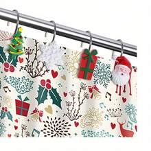 24pcs (Random Style) Christmas Shower Curtain Hooks Set, Santa Claus Christmas Tree Snowflake Gift Box 4-Piece Set Decorative Shower Hooks, Cute Holiday Winter Bathroom Decor Accessories For Home Party, Xmas Shower Curtain Ring Assorted - Multicolor - View 6