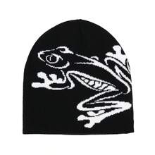 1pc Hip-Hop Color Block Frog Knitted Hat, Unisex Personalized Street Style Beanie, Men's Brimless Warm Knit Cap, Women's Fashion Street Hip-Hop Skateboard Beanie, Halloween Gift Recommendation, Christmas Holiday Party Product - Frog Style - View 2