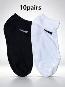 10 Pairs/20 Pairs Unisex Black All-Season Casual Sports Short Socks Couple Socks Minimalist Style 1/5/10/15/20 Pairs - Black - View 8