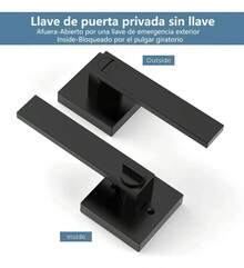 Vmingo Cerradura Manija Cuadrada Sin Llave Pasador Ajustable Negro - Negro SIN Llaves - Ver 2