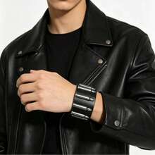 2pcs Punk Style Fashion Bracelets, Suitable For Men's Sports And Fashion Wear, Exquisite Bracelet Gift For Men - Black - View 3