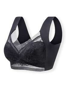 3pcs Seamless Lace Trim Wireless High Elasticity Sports Bras - Multicolor - View 5