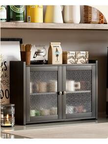 Modern Style Black Storage Cabinet With Fashionable Transparent Door Design, 2 Storage Compartments, Multi-Functional Dining Table Storage Unit, Suitable For Dining Room, Bathroom, Living Room And Bar Area, Stylish And Durable - Black - View 9