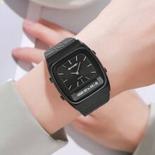 SKMEI 2585 Stainless Steel Dual Time Luxury & Fashion Watch Simple Pointer Big Dial Watches For Men - Black - View 5