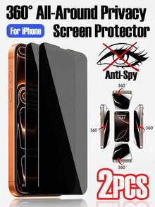 2pcs 360° Full Coverage Anti-Peeping Phone Screen Protector, All-Around Privacy Protection, Compatible With Phone Cases, High Sensitivity And Scratch-Resistant, Suitable Compatible With Iphone 18 Pro 18 Pro Max 17 16 15 14 13 12 11 Pro Max XR X XS Max, Protects Messages And Bank Passwords In Public Places, Ideal For Commuting Payments And Private Chats - White - View 26