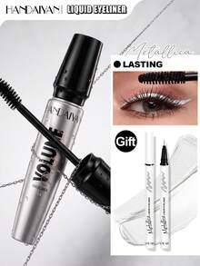 HANDAIYAN Waterproof Volumizing Curling Mascara With Eyeliner, 24-Hour Smudge-Proof Long-Lasting Clump-Free, Suitable For Daily, Party, Halloween Makeup - View 6