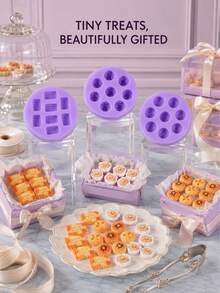 1pc 11 Styles Optional Mini Dessert Silicone Mold, Cute Food Shaped Chocolate Candy Fondant Mold, Mini Cake Baking Mold, Suitable For Home Kitchen, Party Dessert Table, DIY Snack Making, Baking Accessories, Purple - Multicolor - View 4