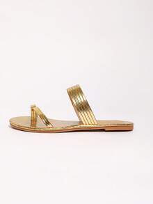 Dual Solid Color Elegant Cross Strap Sandals Party Autumn/Winter Lightweight Slippers - Gold - View 8