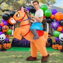 Inflatable Horse Riding Costume, Inflatable Cowboy Horse Costume, Funny Inflatable Horse Costume, Unisex Halloween Costume - Brown - View 2