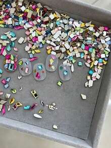 50pcs New Nail Art Rhinestone Decor K9 Material Pack Colorful Stacked Rhinestones Super Shiny Nail Decoration Jewelry Box Nail Accessories DIY Nail Salon Style - Multicolor - View 1