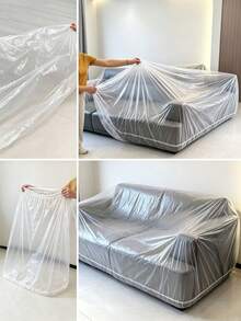1 st dammskydd i plast för möbler, elastisk transparent skyddsfilm med slumpfärgad kant, lämpligt för soffa, matbord och TV-bänk, dammskydd för heminredning, skyddande möbelöverdrag för hushållet - Multifärgad - Visa 5