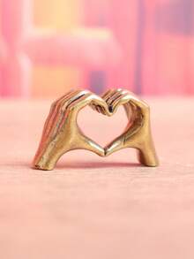 Fashionable Gold Heart-Shaped Mini Statue, Metal Craft Decorative Ornament, Suitable For Home And Office Desktop Display, Collectible Small Sculpture, Ideal Holiday Gift For Halloween, Thanksgiving, Christmas And Personal Collection - Multi-color - View 7