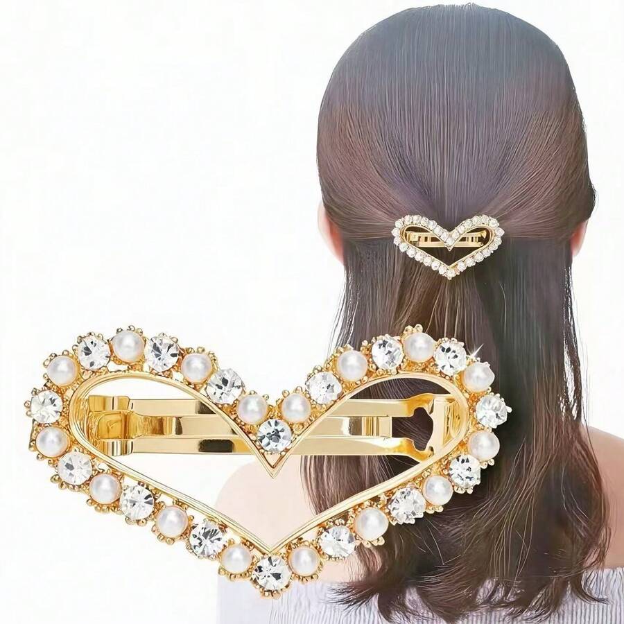 1 kẹp tóc người lớn đính đá phong cách tối giản, kẹp đuôi ngựa kẹp bên kẹp ngang kẹp đỉnh đầu - Nhiều màu - Xem 1