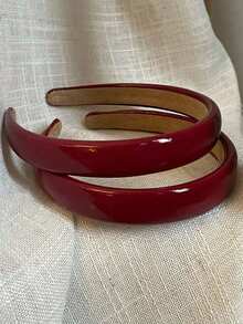 2pcs High Saturation Red Patent Leather Headbands, Elegant High-End Hair Accessories - Burgundy - View 6