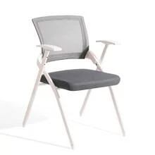 Ergonomic Mesh Office Chair, Foldable Training Chair With Armrests - Dark Gray - No Tabletop - View 1