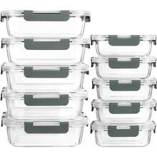 20er Set Glas Lebensmittelbehälter, 10 Behälter, 10 Transparente Deckel, Spülmaschinen, Mikrowellen- und Gefrierschrankgeeignet, Auslaufsicher - Übersicht 8