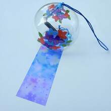 1pc Japanese Style Glass Wind Chime, Floral Printed Hanging Ornament With Paper Tassel For Window Home Patio Garden Decor - Japanese Wind Chime - View 16