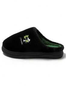 Men's Black Panda Fuzzy Indoor/Outdoor Closed-Toe Slippers, Cute - Black - View 4