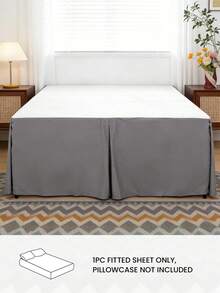 HONEYMOON 1pc Basic Lightweight Ruffle Bed Skirt, Classic Style, Soft & Fashionable, 100% Microfiber Material, 16 Inch Drop, Beige, Suitable For Home Bedding, School Dorm, Back To School Essential, Grey - Grey - View 2